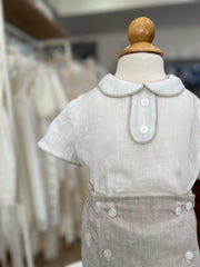 BOYS SHIRT WITH COLLAR AND LINEN SHORT SET