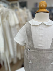 BOYS SHIRT AND LINEN SHORT WITH SUSPENDER SET