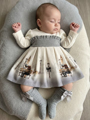 BABY LOVE IN LONDON PRINT GRAY DRESS