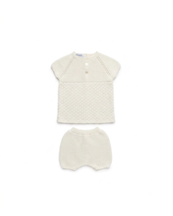 BABY RHOMBUS BUTTONS KNITTED SHIRT AND SHORT 2P SET