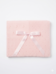BABY SQUARED UVES BOW KNITTED BLANKET