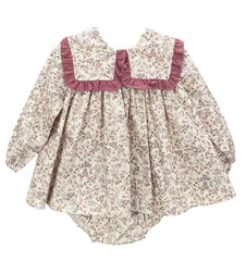BABY FLOWER AND GAUZE RUFFLE COLLAR DRESS SET LAUREN