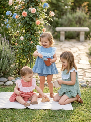 GIRLS EYELET VICHY RUFFLE DRESS WITH BLOOMER 2P MAEMUKI