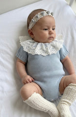 GIRLS LACE COLLAR KNITTED ROMPER
