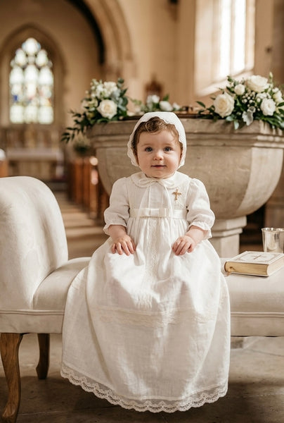 CHRISTENING LONG SLEEVE GOWN WITH BONNET