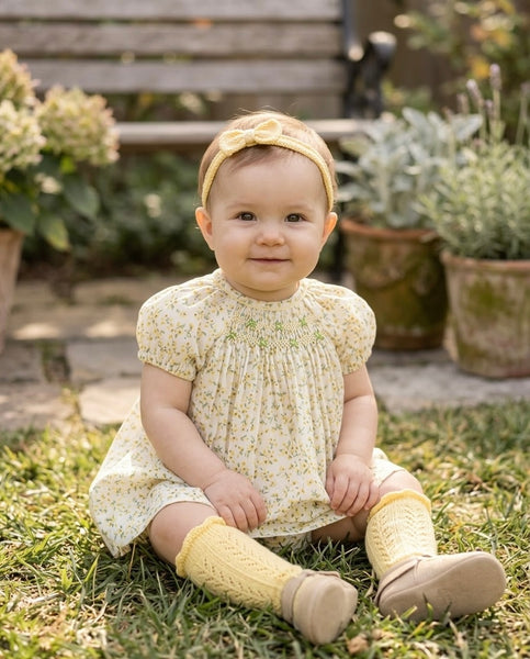 GIRLS FLORAL SMOCKED PUFF SLEEVE DRESS