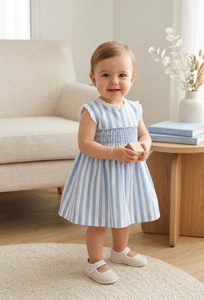 GIRLS STRIPED SHORT DRESS AND BLOOMER 2P SET