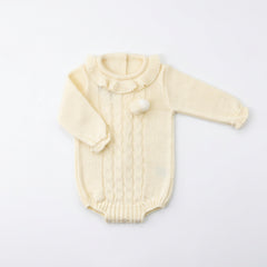 LIGHT YELLOW KNITTED RUFFLE ROMPER