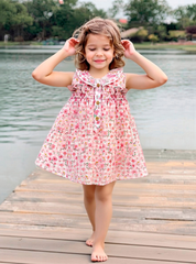 GIRLS FLORAL PLAID AND RUFFLE COLLAR DRESS PALMA