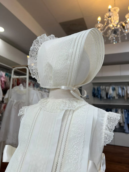BATISTA CHRITENING IVORY DRESS WITH BONNET 2P