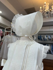 BATISTA CHRITENING IVORY DRESS WITH BONNET 2P
