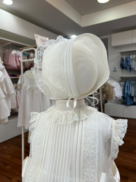 CRISTAL CHRITENING IVORY DRESS WITH BONNET 2P