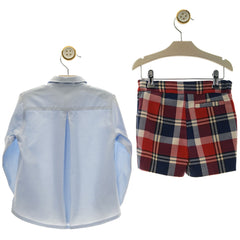 BOYS PLAID SHORT WITH BOW TIE SHIRT SET