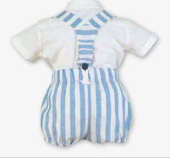 BOYS STRIPED ROMPER AND MAO COLLAR SHIRT 2P SET