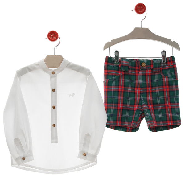 BOYS SHIRT AND TARTAN SHORT SET CHARLESTON