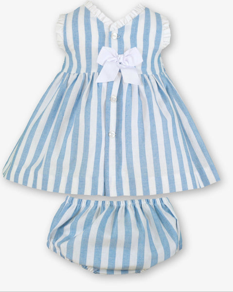 GIRLS STRIPED SHORT DRESS AND BLOOMER 2P SET