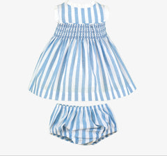 GIRLS STRIPED SHORT DRESS AND BLOOMER 2P SET