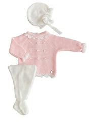 NEWBORN KNIT COLLAR AND DOTS 3P SET