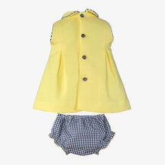 BABY PIQUE SHORT DRESS AND GINGHAM BLOOMER SET