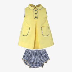 BABY PIQUE SHORT DRESS AND GINGHAM BLOOMER SET