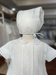 CHRISTENING WHITE ROMPER WITH BONNET
