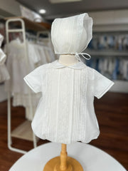 CHRISTENING WHITE ROMPER WITH BONNET