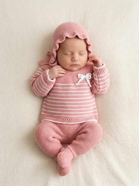NEWBORN WHITE STRIPED 3P SET