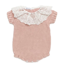 GIRLS LACE COLLAR KNITTED ROMPER