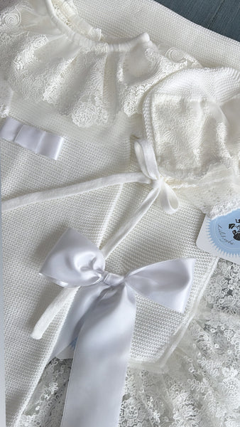 NEWBORN KNIT ONESIE WHITE LUXURY 3P SET