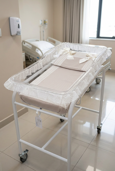 PIQUE AND PLUMETI LACE BABY BASSINET COVER SET