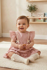 BABY LACE DETAIL AND RUFFLE SLEEVE DRESS