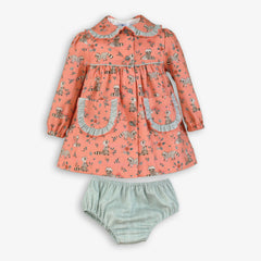 BABY FLOWERS MAPACHE PRINT DRESS SET 2P