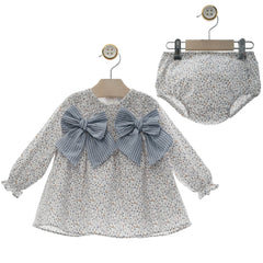 GIRL GINGHAM BOWS FLORAL SHORT DRESS WITH BLOOMER SEDA