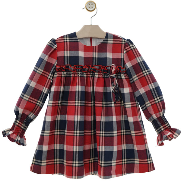 GIRLS RED BLUE PLAID DRESS