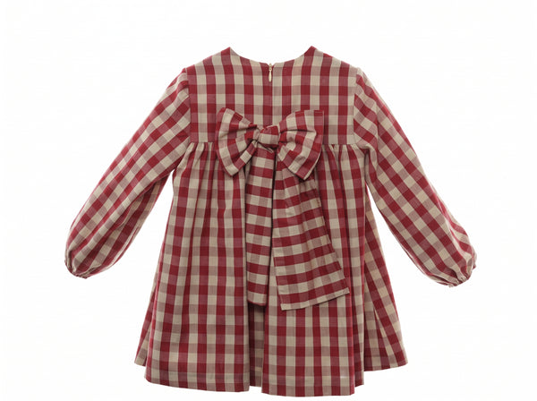 GIRLS CHECKERED DRESS GUINDA