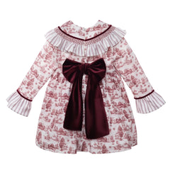 GIRLS TOILE AND RUFFLE COLLAR DRESS AZAFRAN