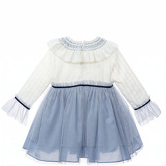 GIRLS SMOCKED RUFFLE COLLAR TULLE DRESS CANELA