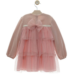 VESTIDO DE NIÑA BRILLO Y TUL DAMASCO
