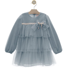 VESTIDO DE NIÑA BRILLO Y TUL DAMASCO