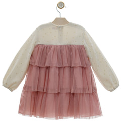 GIRLS GOLD SHINE TULLE PINK DRESS