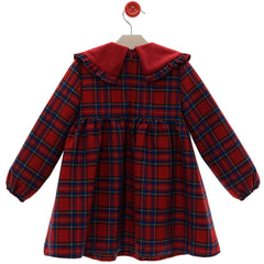 GIRL VELVET COLLAR TARTAN DRESS DEDAL