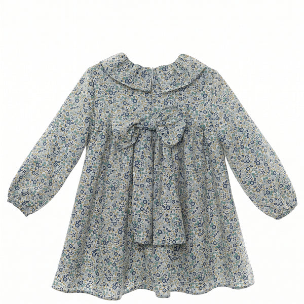 GIRLS BLUE GREEN FLOWERS DRESS CONPENHAGUE