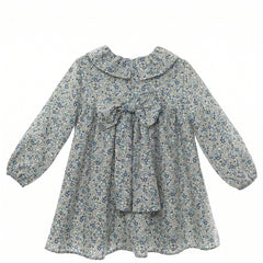 GIRLS BLUE GREEN FLOWERS DRESS CONPENHAGUE