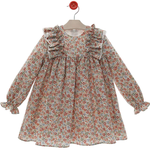 GIRL FALL FLOWERS DRESS BORDADOS