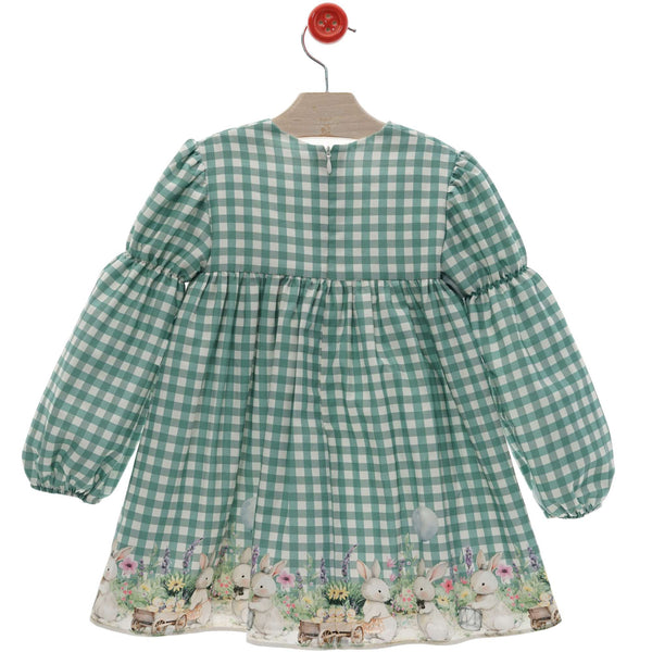 GIRL GIRL BUNNIES PLAID DRESS BOTONES