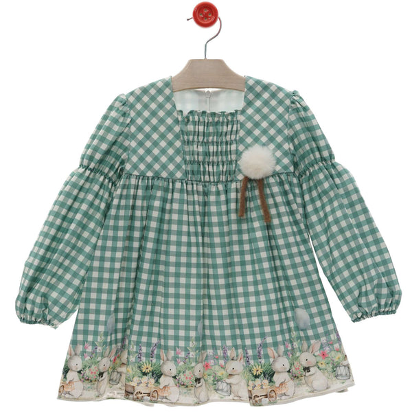 GIRL GIRL BUNNIES PLAID DRESS BOTONES