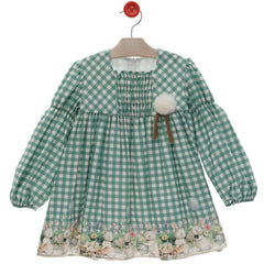 GIRL GIRL BUNNIES PLAID DRESS BOTONES
