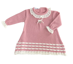 BABY STRIPED RUFFLE COLLAR KNITTED DRESS