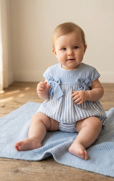GIRLS STRIPED AND BOWS DRESS WITH BLOOMER 2P NAGARE