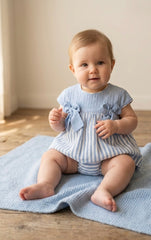 GIRLS STRIPED AND BOWS DRESS WITH BLOOMER 2P NAGARE
